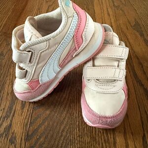Kids Pink and White Velcro Sneakers